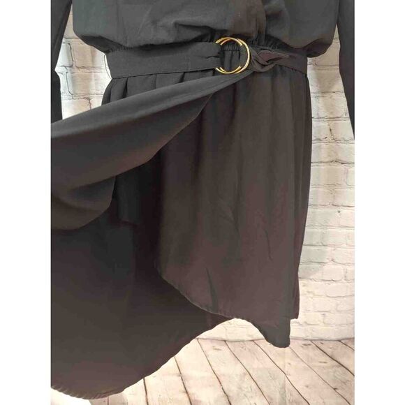 Justfab Womens Size XL Black Asymmetrical Wrap Dress - Picture 3 of 7